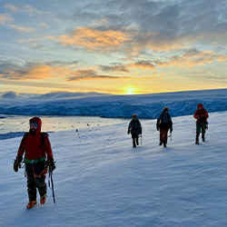 Members of the Palmer Station glacier search and rescue team conduct routine training.