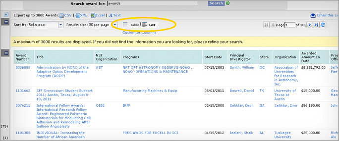 table and list view toggle