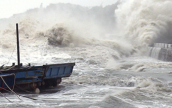 Surging water near coastline