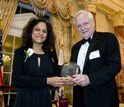 NSB Awards Committee Chairman Ray Bowen presents 2010 Public Service Award to Nalini Nadkarni.