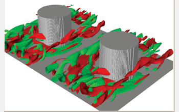 The path of vorticity through the pin-fin array of a turbine