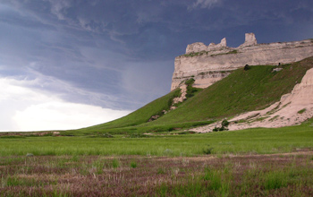 Multiple ancient volcanic ash beds at Scotts Bluff National Monument in Nebraska