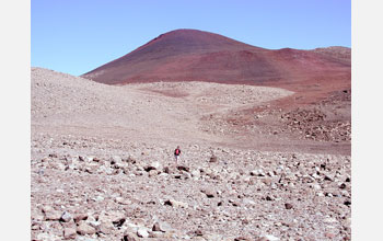 Gray rubble on the flanks of Mauna Kea, located on the island of Hawaii