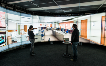 Using CAVE2 to 'walk' corridors of a 3D hospital