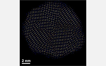 SEM of an interlaced crystalline structure in a copper-indium-sulfide nanoparticle