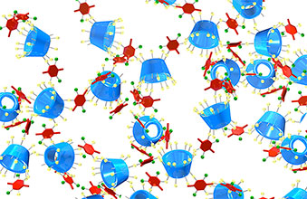 Porous material made from cup-shaped cyclodextrins, which bind pollutants and remove them