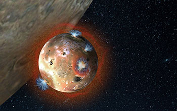 Volcanic plumes create lo's atmosphere in sunlight