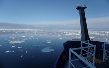 Looking toward ocean from bow of R/V <em>Sikuliaq</em>