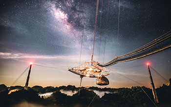 Starry sky above Arecibo Observatory