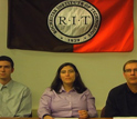 Student Jeremy Leakakos (left) and professors Stephanie Ludi and Thomas Reichlm discuss Project ACE.