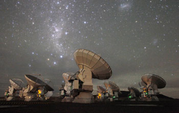 ALMA antennas at night