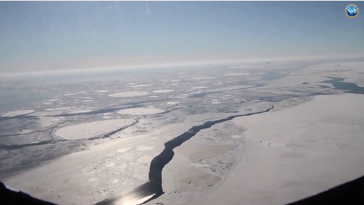 cracks in an ice sheet