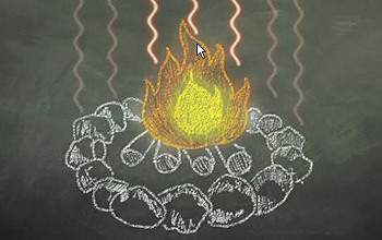 Chalk illustration of a campfire