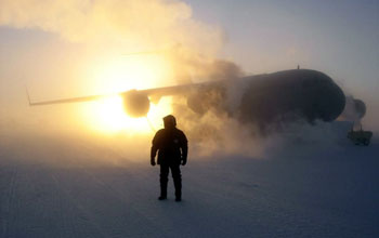 Sunrise fog at Pegasus Runway, McMurdo Station, Ross Island, Antarctica