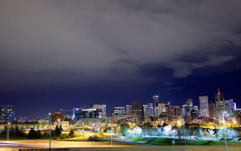 a city at night with public lights