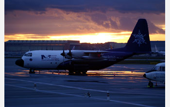 NCAR's C-130 Hercules airplane at airport in France