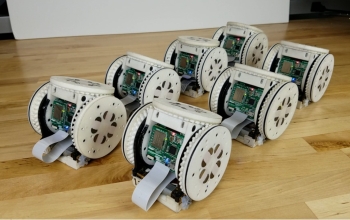 wheeled robots sitting on floor