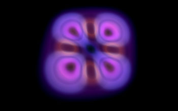 Part of a series of images depicting electron densities in a quantum dot artificial atom