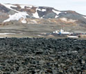 Photo of the drill rig that encountered magma in back of a basalt flow.