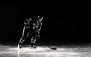 Hockey player lining up wristshot