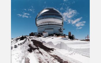 First snow of the year at the Gemini facility, Mauna Kea, Hawaii