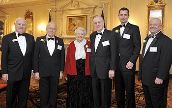 Photo of NSB Chrm. Steven Beering and NSF Director Arden Bement posing with 2009 award recipients.