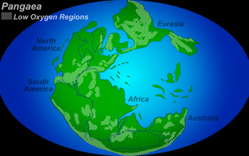 Pangaea overlaid with oxygen levels