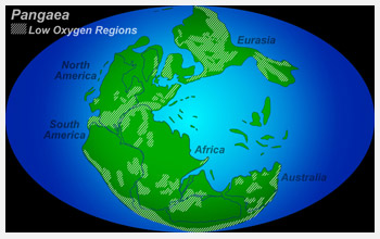 Pangaea overlaid with oxygen levels