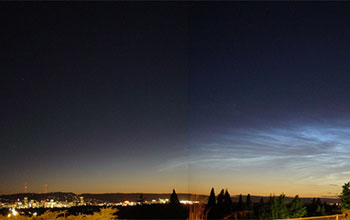 Noctilucent clouds (or "night-shining clouds") over Mount Tabor Park, Portland, Ore., July