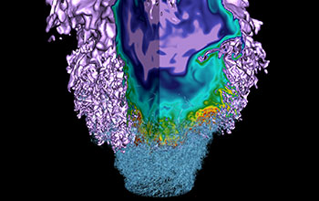 From hydrogen-air mixtures study, still shows cutaway profile of concentration of hydroxyl molecules