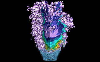 From hydrogen-air mixtures study, still shows cutaway profile of concentration of hydroxyl molecules