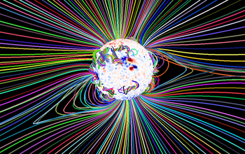 Traces of selected magnetic field lines from a model