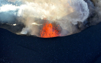 Looking south across the growing crater rim of the Naboko cone