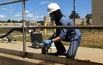 Environmental engineer conducting outdoor test