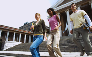 three students at a university