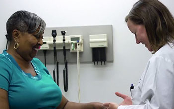 A patient with her doctor