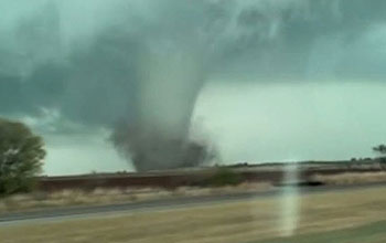 Tornado photographed through car windshield