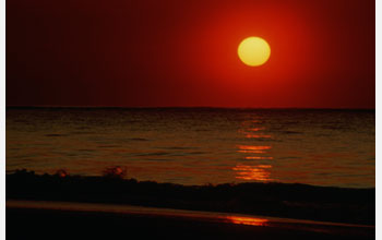 the sun on the ocean's horizon.