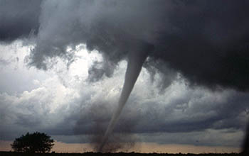 Tornado and dark clouds