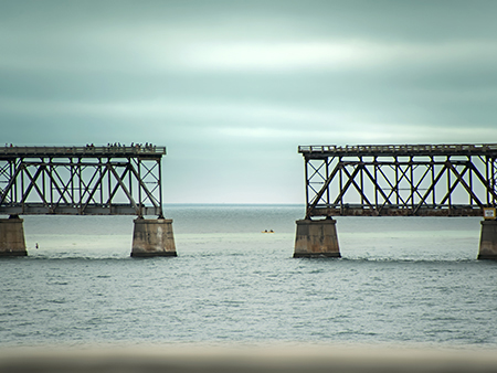 a bridge with middle section missing