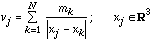 $\sum_{k=1}^N {{m_k}\over{|x_j - x_k|}}; x_j \in R^3$